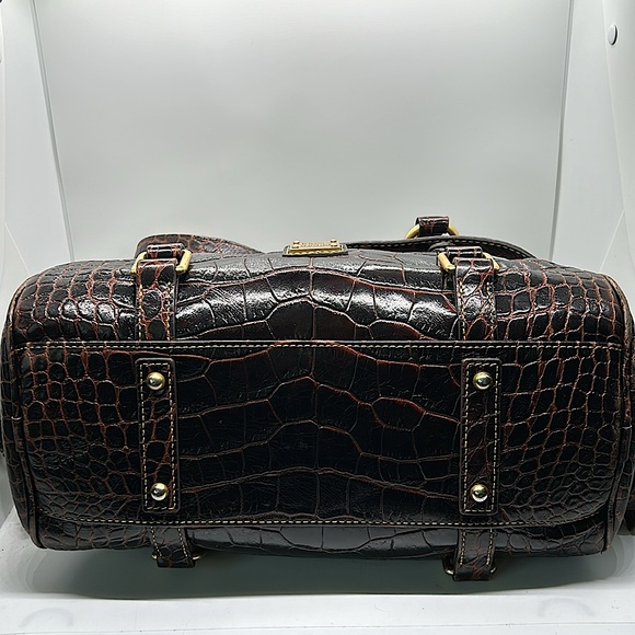 Dooney & Bourke Dark Brown Crocodile Print Leather Satchel Purse Bag 🌸🌸 - Picture 8 of 10